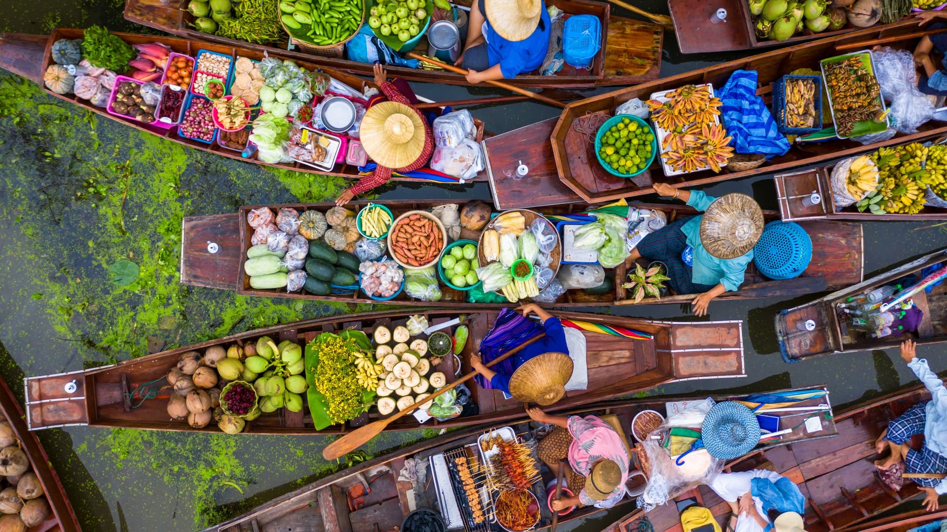 Die schwimmenden Märkte in der Nähe von Bangkok